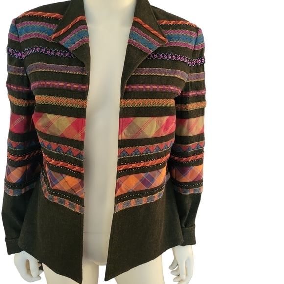 Coldwater Creek Embellished Black Denim Jacket 10 - Picture 1 of 4